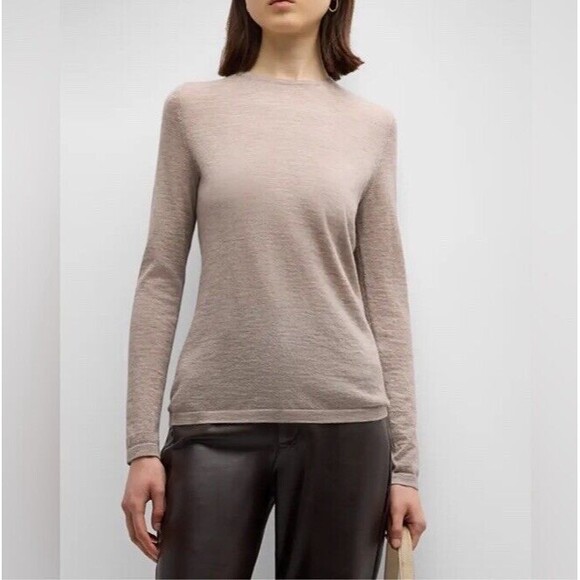 Neiman Marcus Blue Cashmere Long Sleeve Crewneck Top Coastal Lightweight Medium - Picture 10 of 10